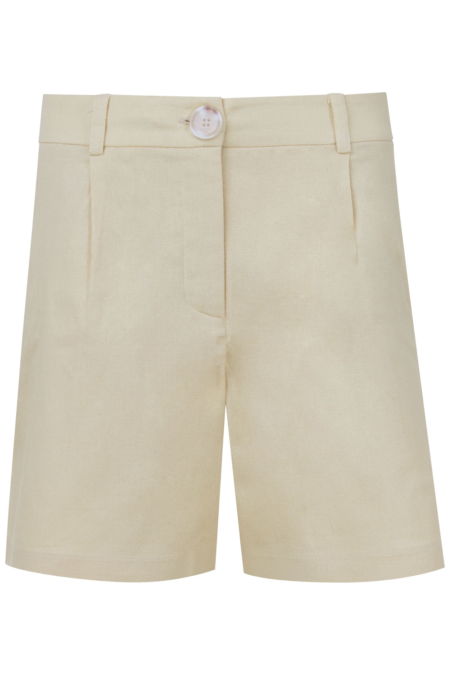 Shorts Viscolinho Com Pregas Amarelo Claro