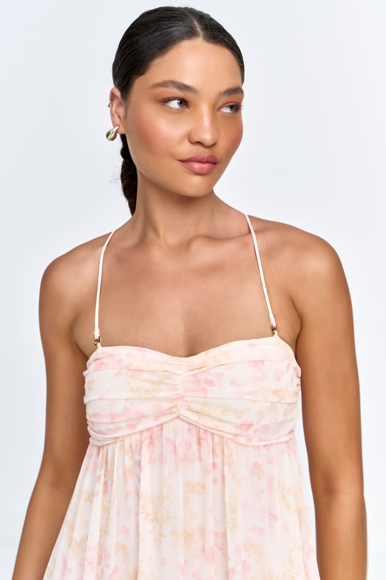 Vestido Feminino Crepe Estilo Tomara que Caia Amarelo