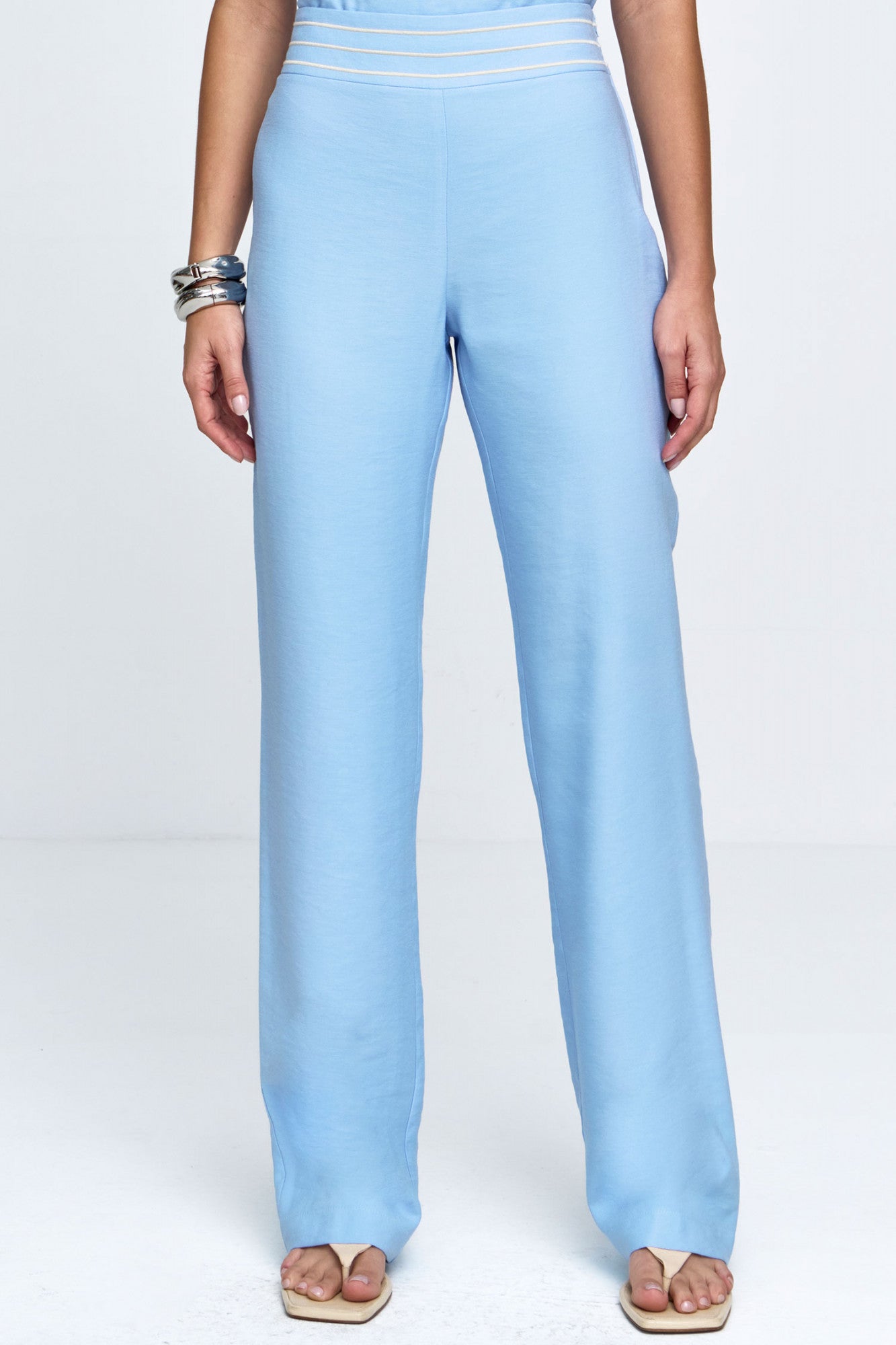 Calça Alfaiataria Bordado Azul