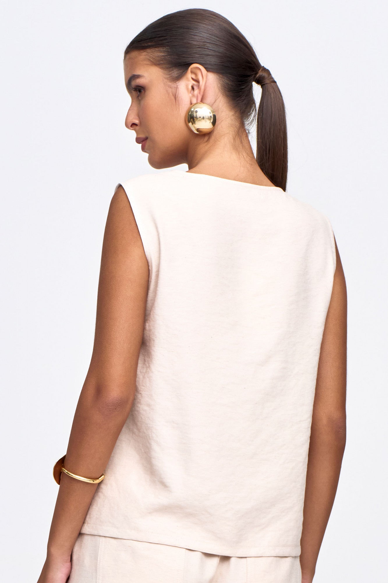 Blusa Viscolinho Misto Com Botão Nud