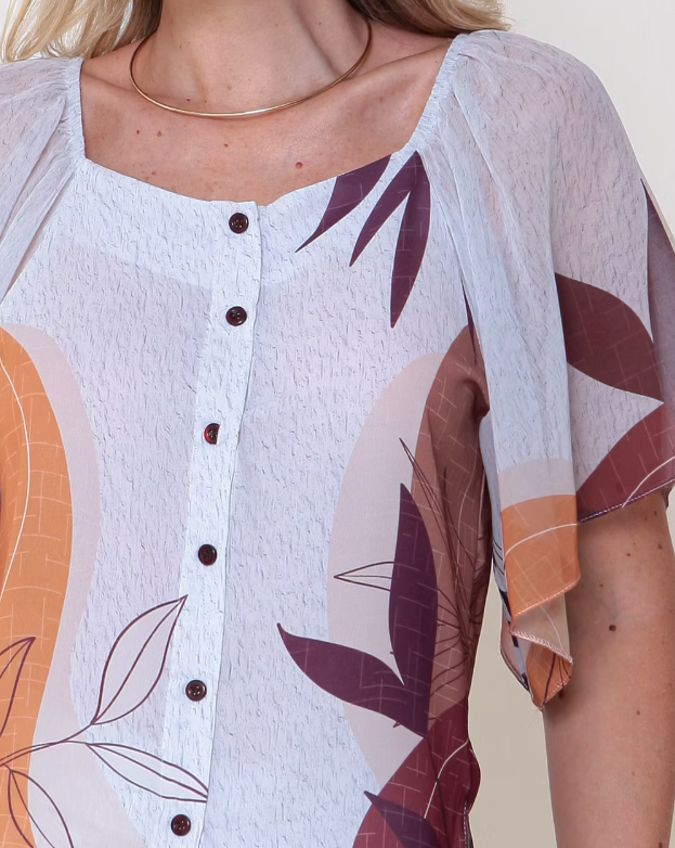 Blusa com Mangas Estampa Exclusiva Yumarimel