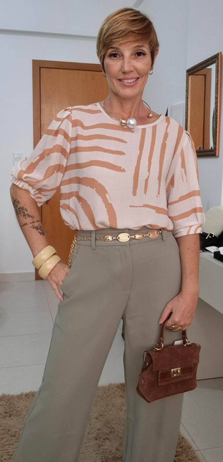 Blusa com Mangas Estampa Exclusiva Yumarimel