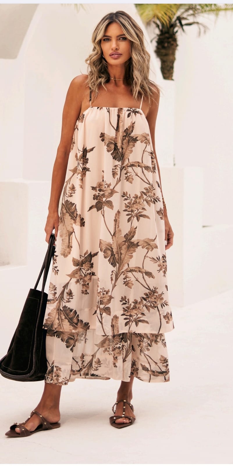 VESTIDO DE CHIFFON FOLHAGEM