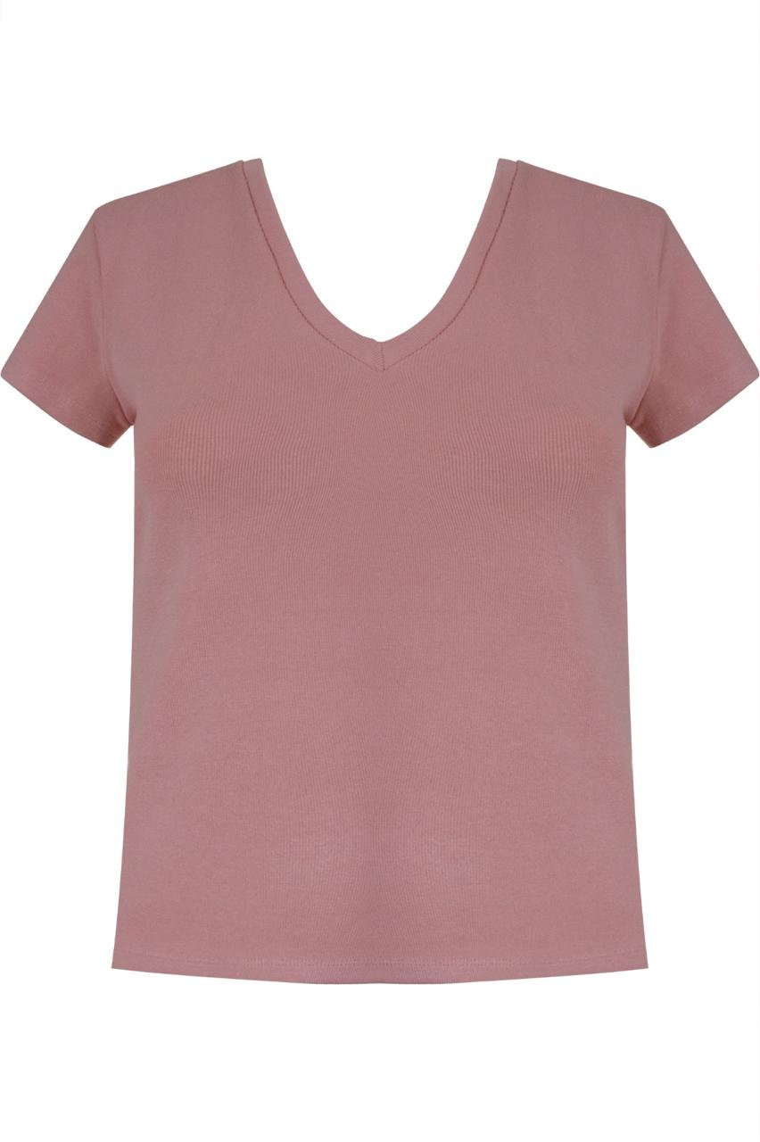 Blusa Malha Ribana Decote V