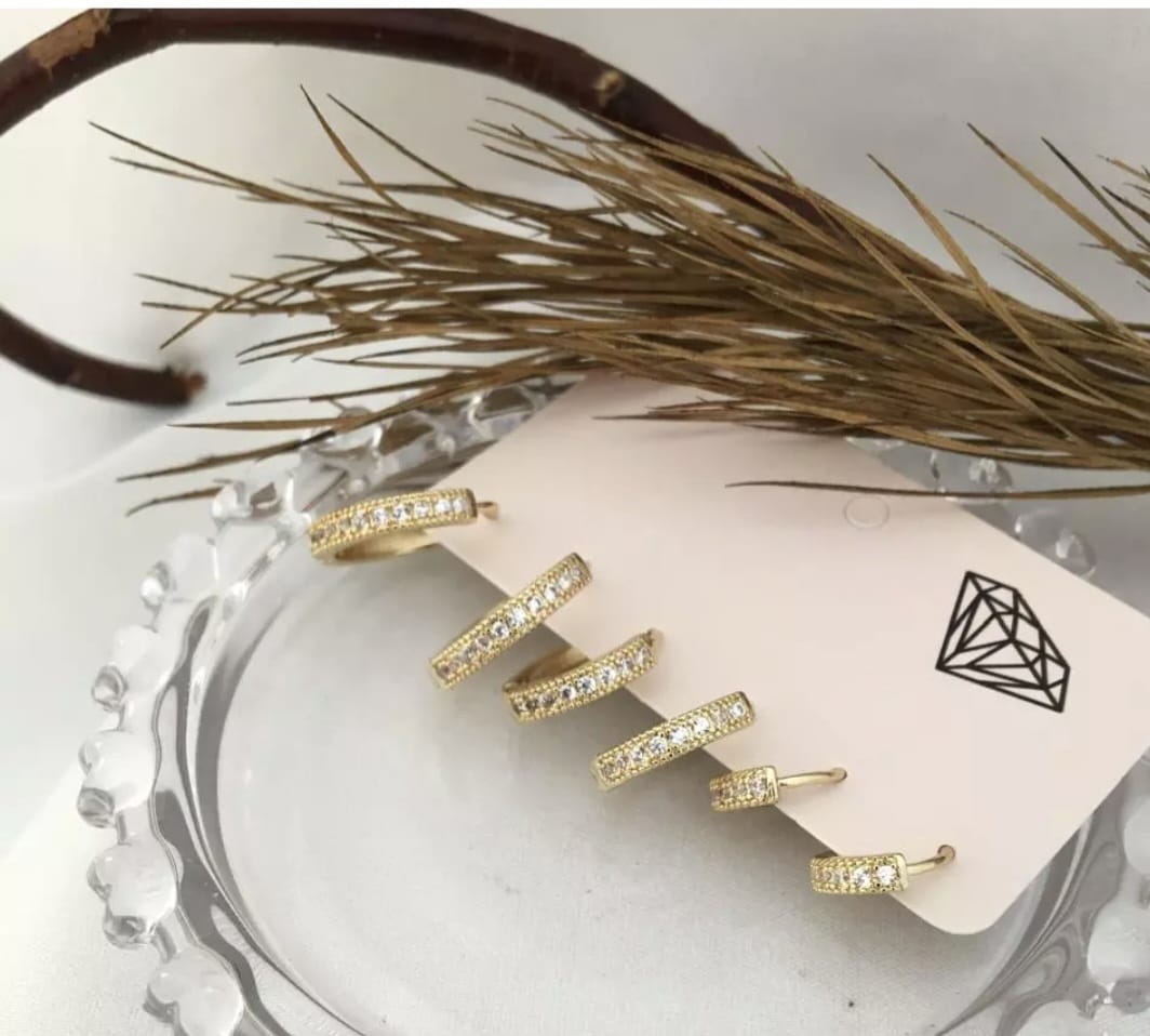 Trio Brinco Argolas com Zirconia