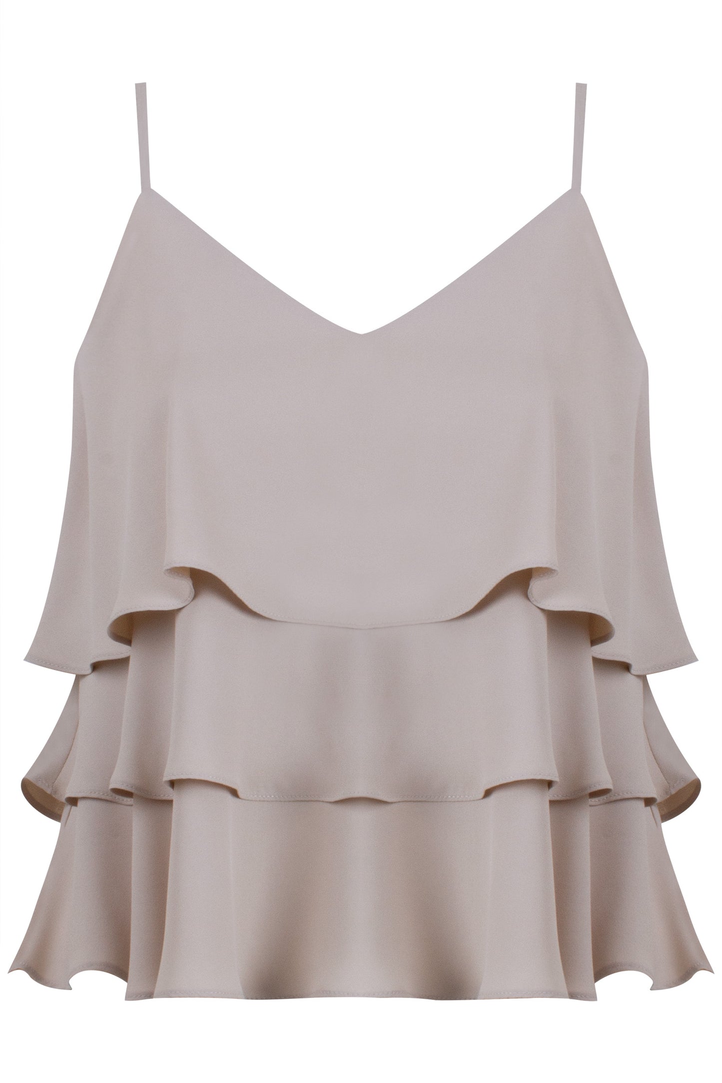 Blusa Crepe Alça Fina com Babados