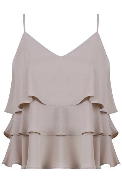 Blusa Crepe Alça Fina com Babados