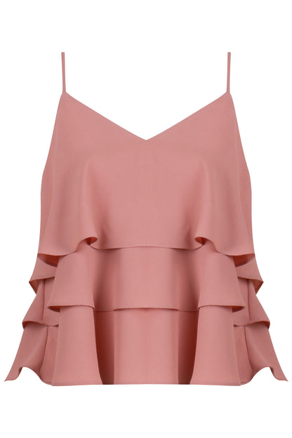 Blusa Crepe Alça Fina com Babados