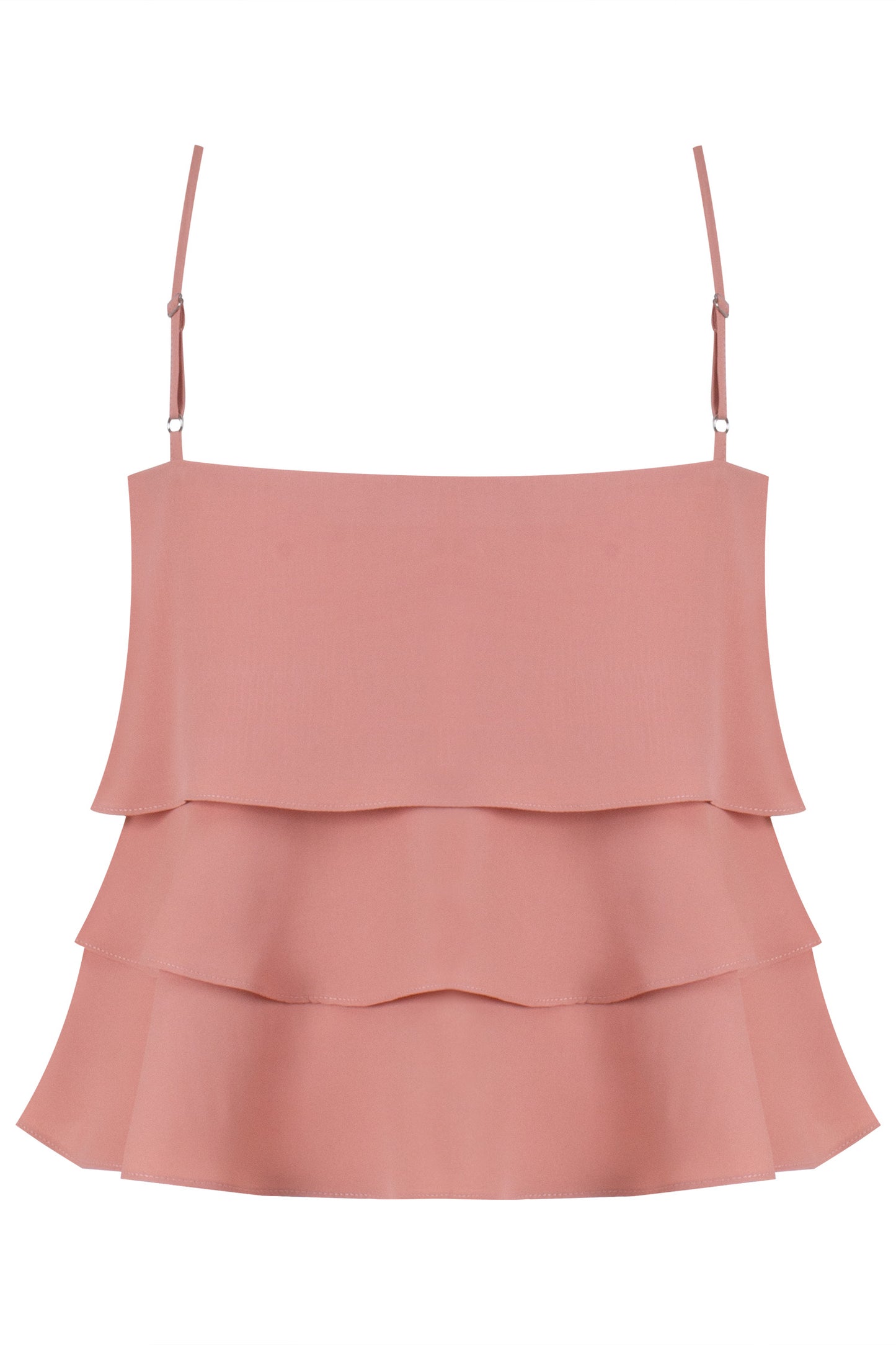 Blusa Crepe Alça Fina com Babados