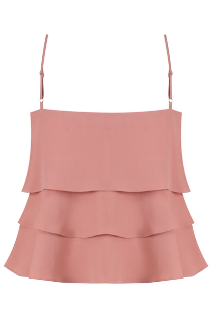 Blusa Crepe Alça Fina com Babados