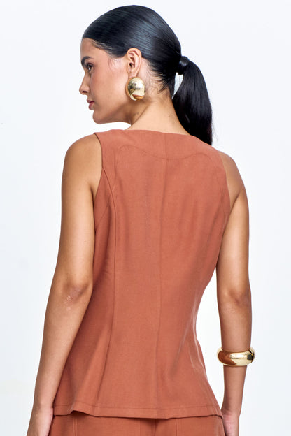 Colete Alfaiataria com Bolso e Botões