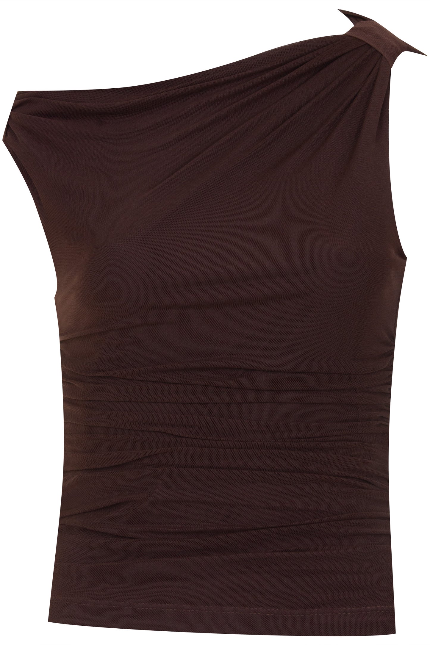 Blusa Feminina Assimétrica Tule com Franzido