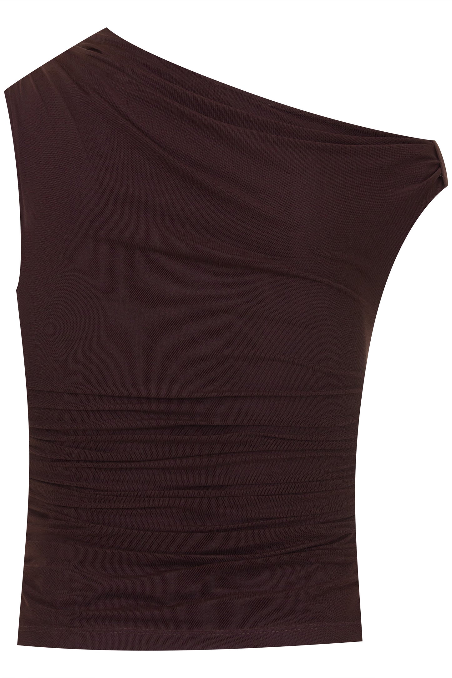 Blusa Feminina Assimétrica Tule com Franzido
