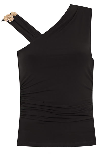 BLUSA MALHA C/FRANZIDO DET. ALÇA