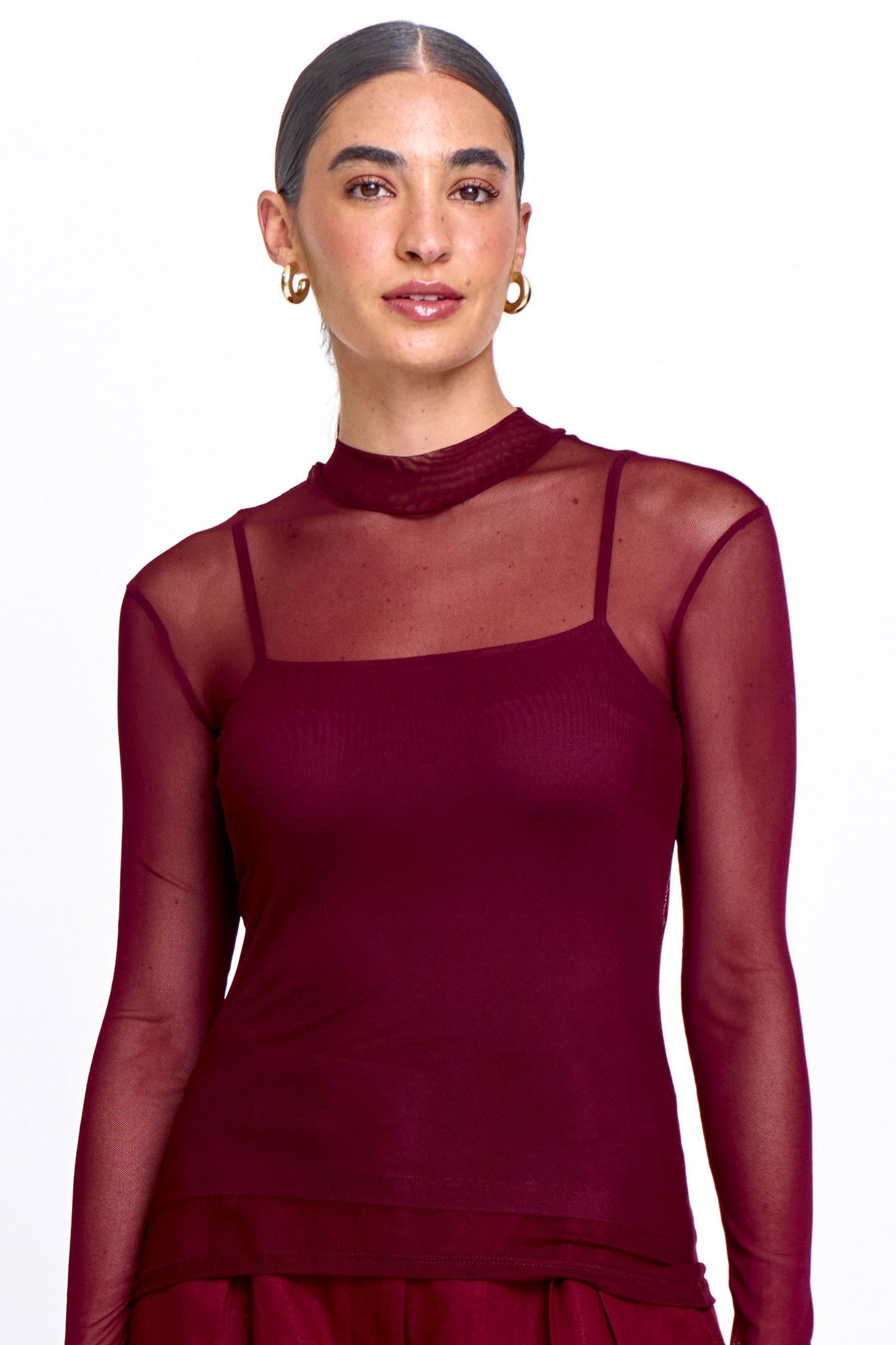 Blusa Feminina Tule Manga Longa com Combinaçao