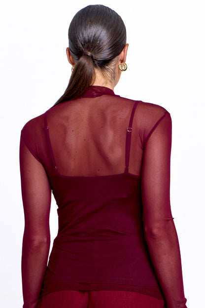 Blusa Feminina Tule Manga Longa com Combinaçao