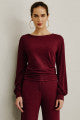 Blusa Feminina Manga Longa Punho Largo Vinho