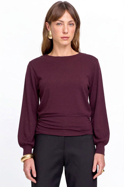 Blusa Feminina Manga Longa Punho Largo Vinho