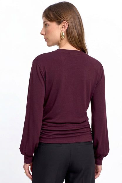 Blusa Feminina Manga Longa Punho Largo Vinho
