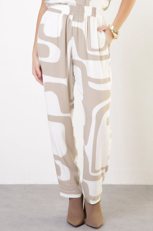 Calça Viscocrepe Estampada com Bolso