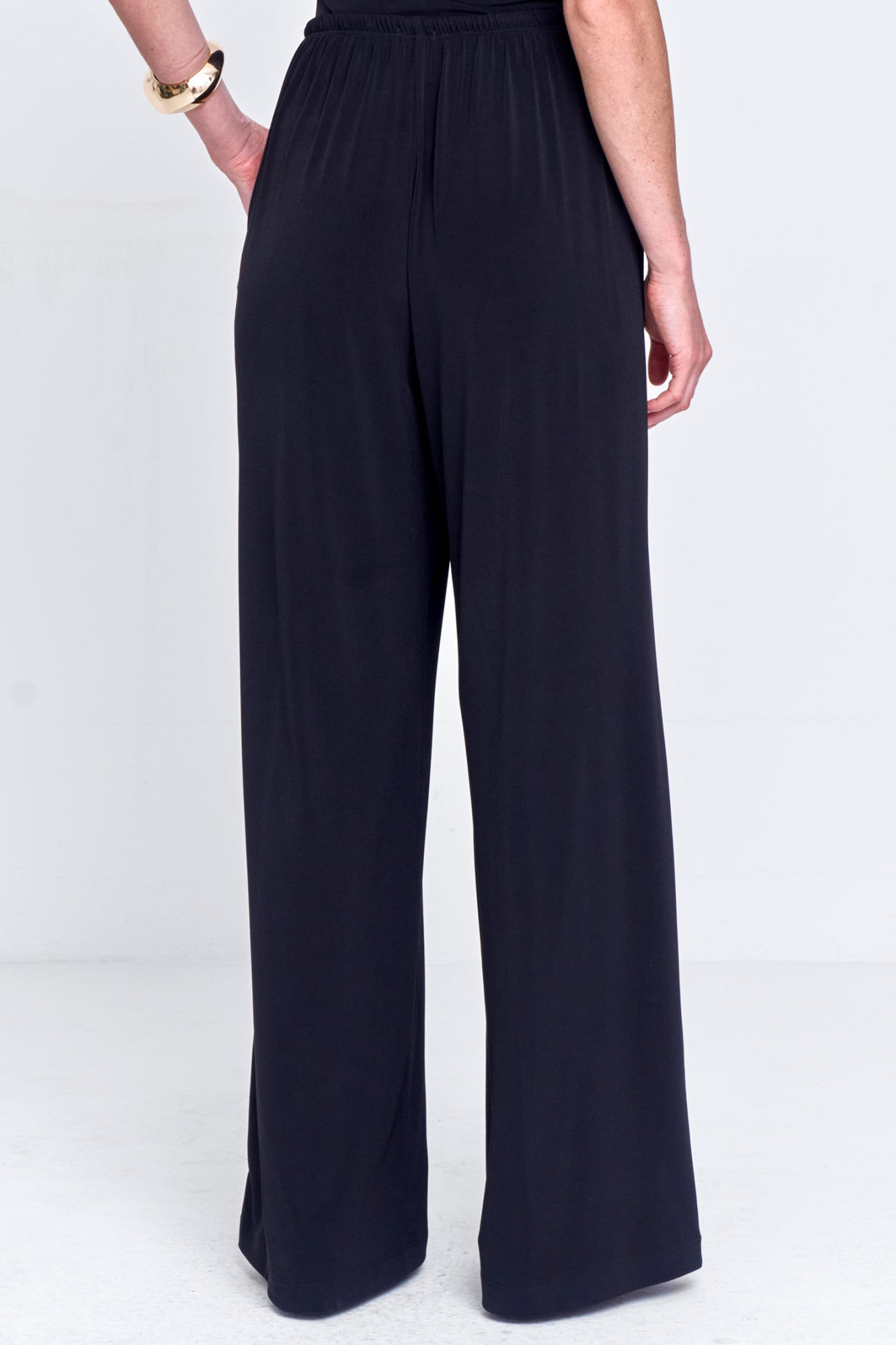 Calça Feminina Pantalona Malha Com Amarração Preto