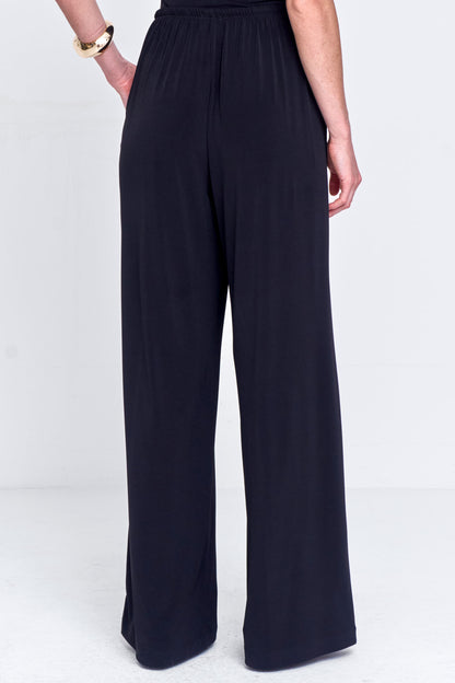 Calça Feminina Pantalona Malha Com Amarração Preto