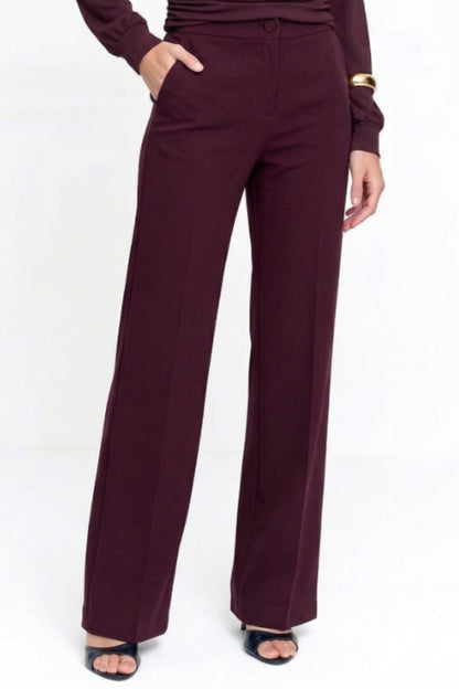Calça Malha Crepe Feminina com Bolsos Vinho