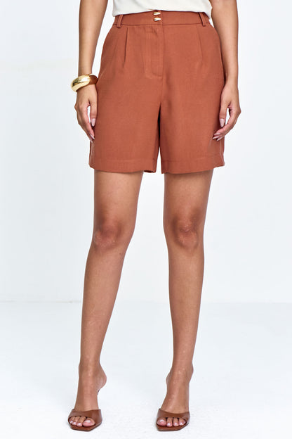 Shorts Alfaiataria Feminino Cintura Alta com Bolsos
