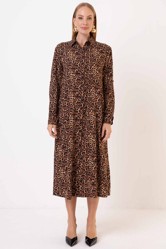 Vestido Viscocrepe Chemise Animal Print
