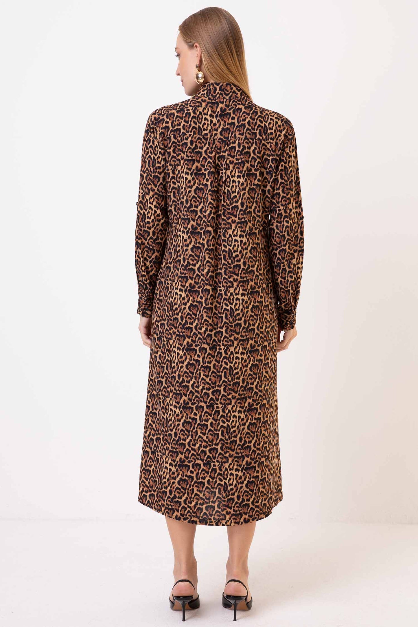 Vestido Viscocrepe Chemise Animal Print