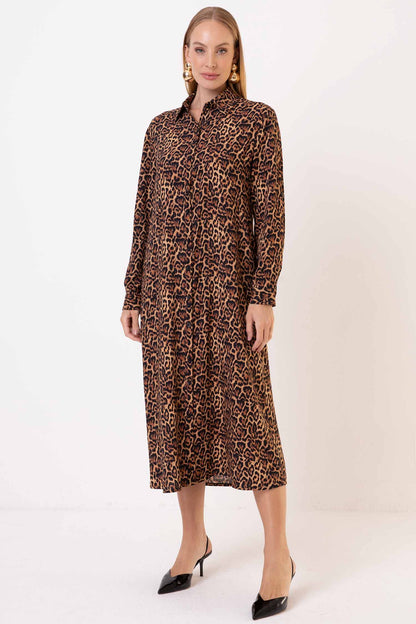 Vestido Viscocrepe Chemise Animal Print
