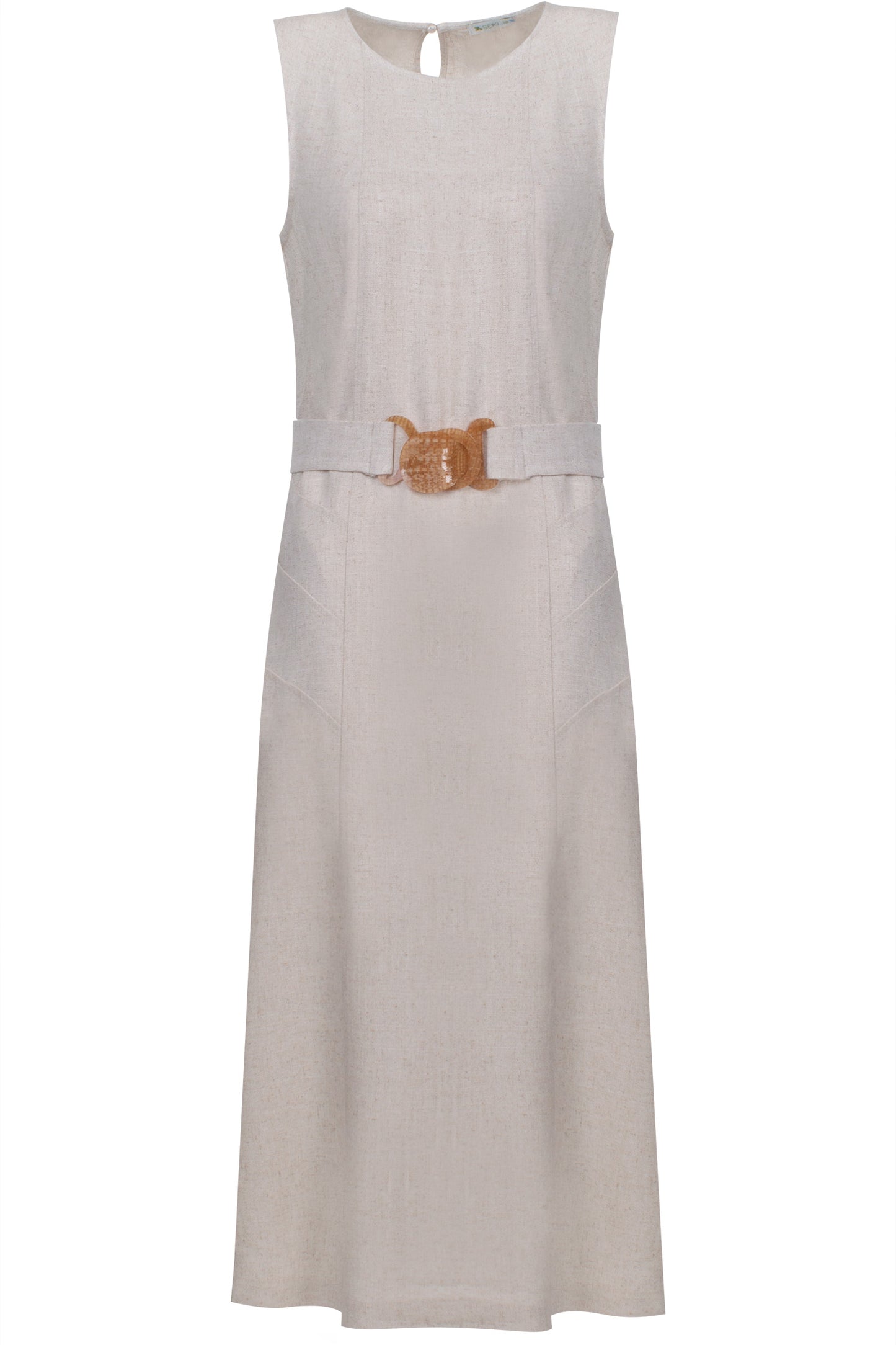 Vestido Viscolinho Com Cinto Natural