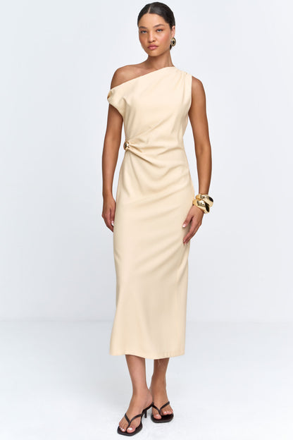 Vestido Alfaiataria Detalhe Passante Amarelo