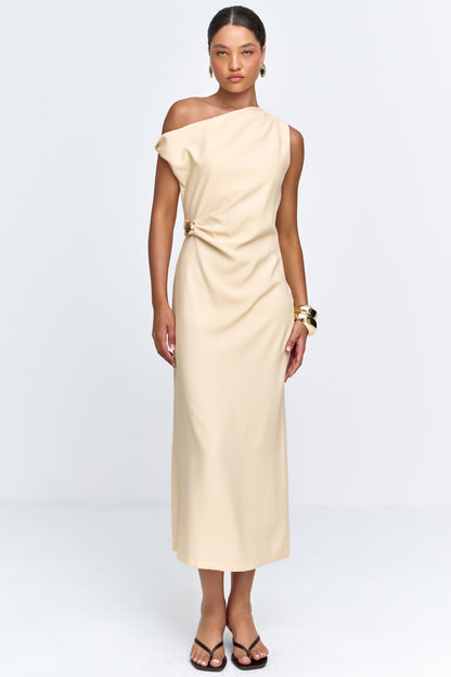 Vestido Alfaiataria Detalhe Passante Amarelo