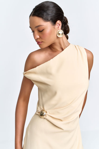 Vestido Alfaiataria Detalhe Passante Amarelo