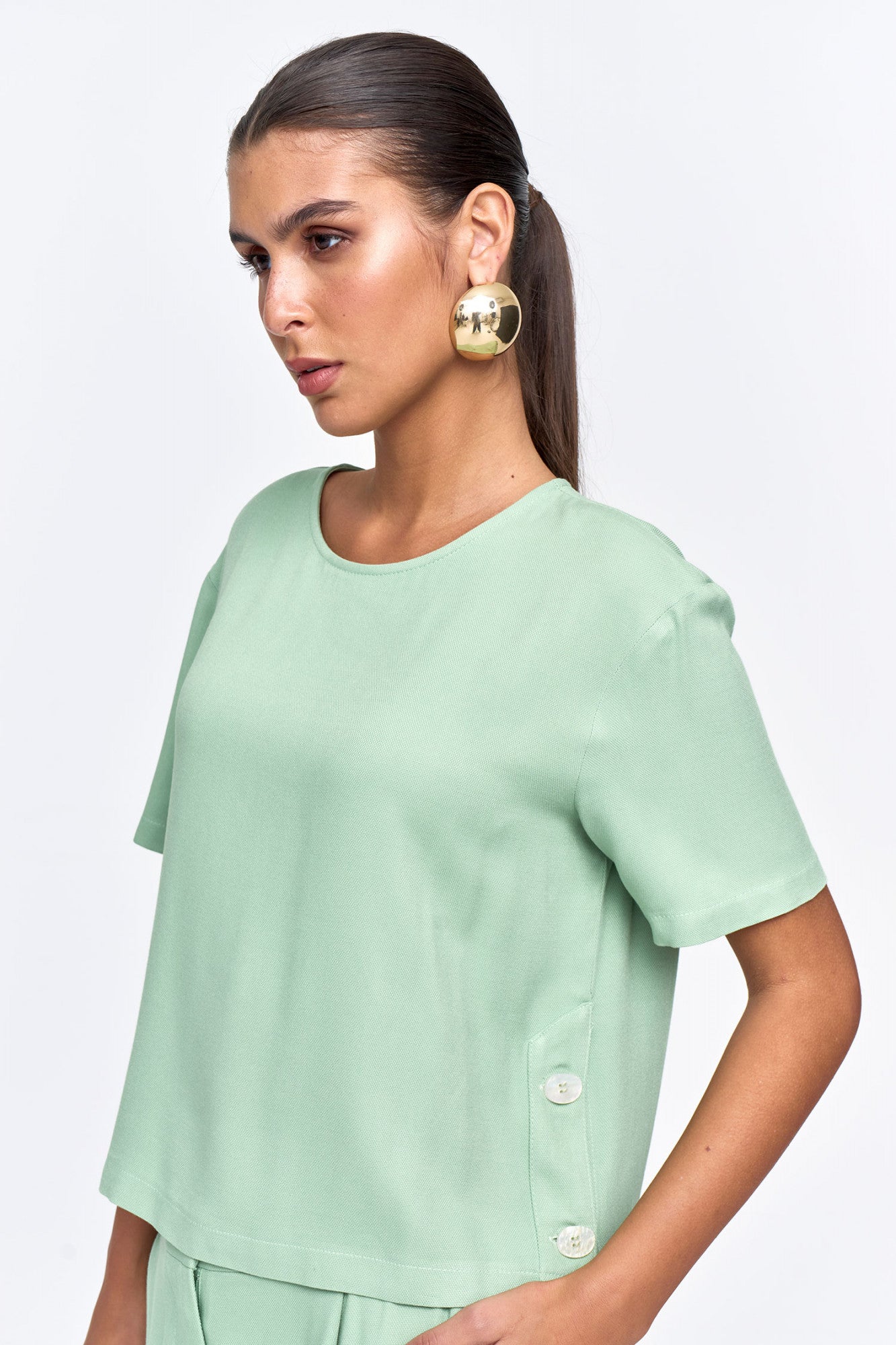 Blusa Viscose Piquet Verde