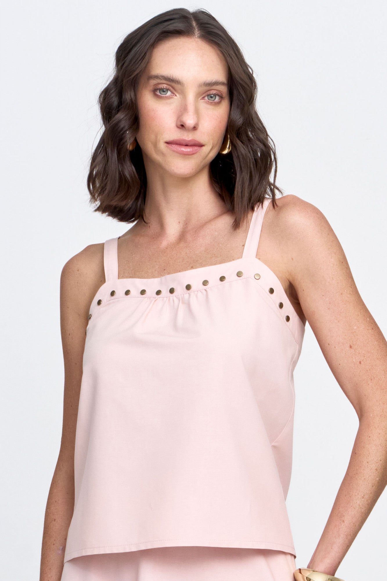 Regata Viscose Mista detalhe Rebite Rosa