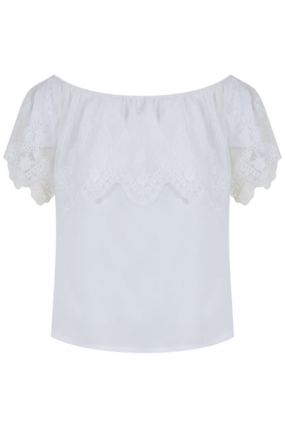 BLUSA CREPE OMBRO A OMBRO DET.TULE RENDA