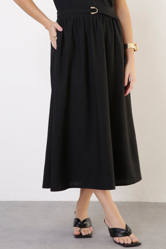 Saia Alfaiataria Com Cinto Preta