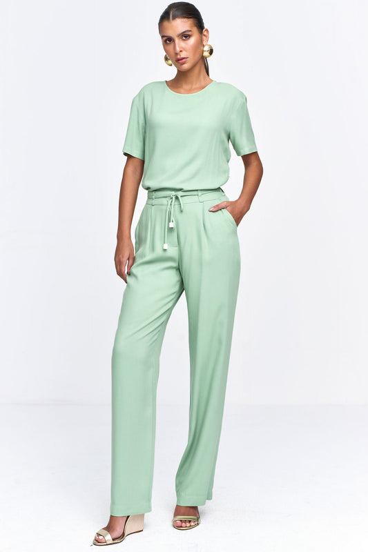 Calça Alfaiataria Com Cinto Verde