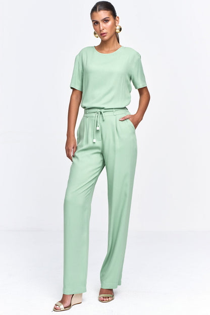 Calça Alfaiataria Com Cinto Verde