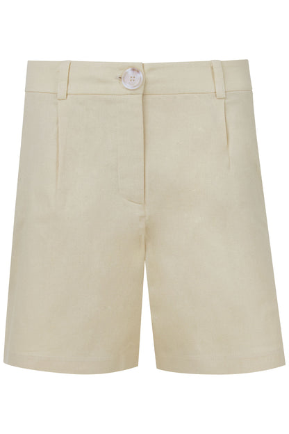 Shorts Viscolinho Com Pregas Amarelo Claro