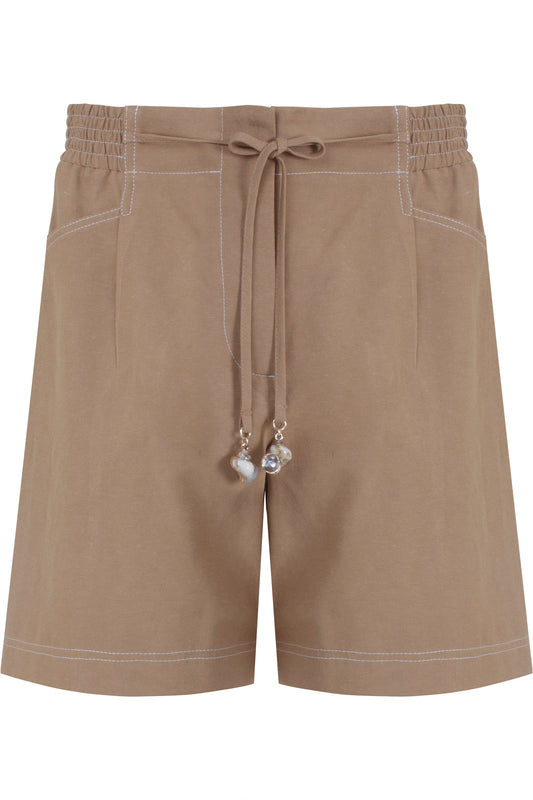 BERMUDA VISCOSE MISTA DT. PESPONTOS EM CONTRASTE