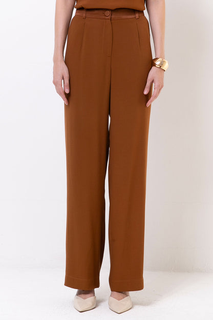 Calça Viscose Acetinada Marrom