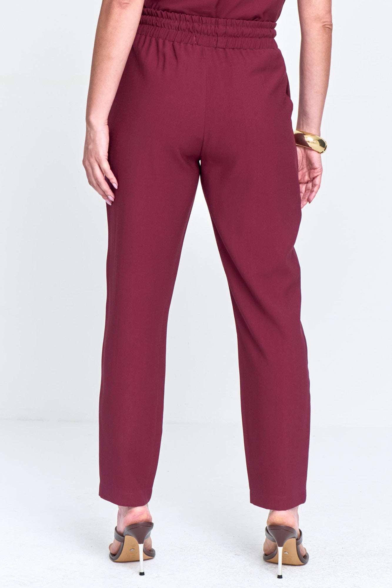 Calça Reta em Alfaiataria com Elástico e Cordão