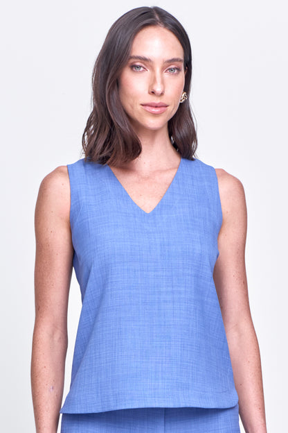 BLUSA ALFAITARIA TEXTURIZADA DECOTE V