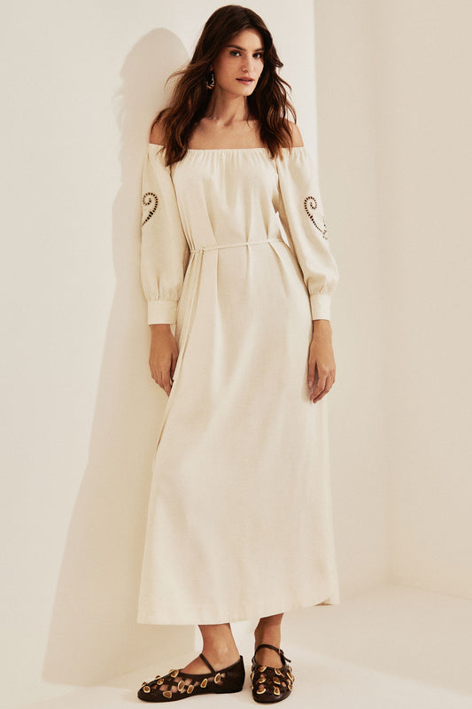 Vestido Viscolinho Bordado Verde