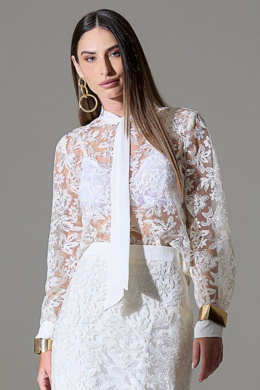 Camisa Claire Tule Bordada