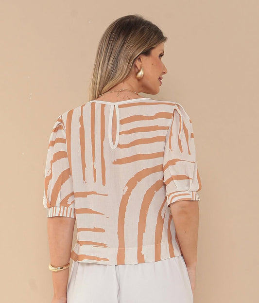 Blusa com Mangas Estampa Exclusiva Yumarimel