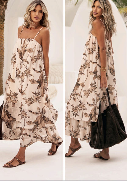 VESTIDO DE CHIFFON FOLHAGEM